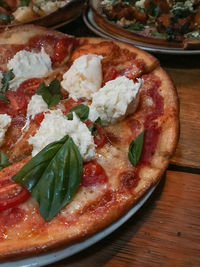 Close-up of pizza on table