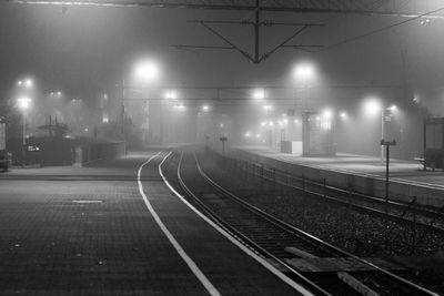 Railroad track at night