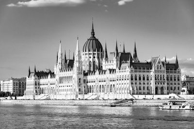 Hungarian parliament building by river