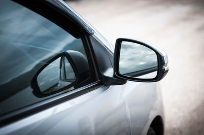 Close-up of rear view mirror