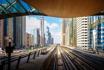 Railroad tracks in city