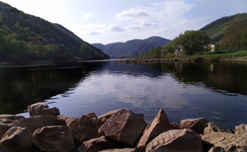 Scenic view of lake against sky