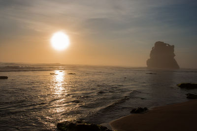 Scenic view of sea during sunset