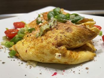 High angle view of meal served in plate