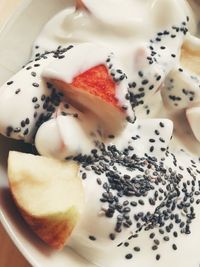 High angle view of dessert in plate