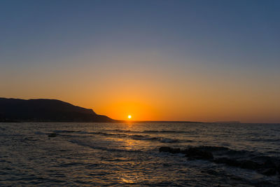 Scenic view of sea at sunset