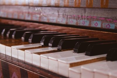 Close-up of piano keys