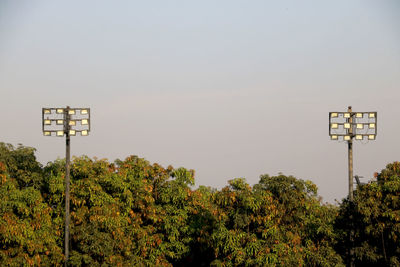 Low angle view of basketball hoop against sky