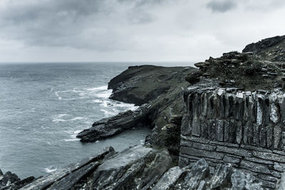 Scenic view of sea against cloudy sky