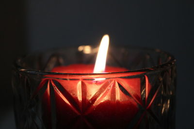 Close-up of illuminated candle