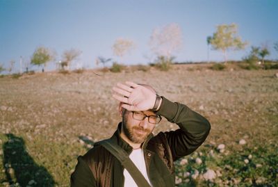 Portrait of man wearing glasses