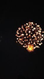 Low angle view of fireworks against sky at night