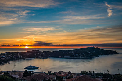 Scenic view of sea during sunset