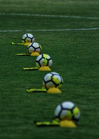 Close-up of soccer ball on grass