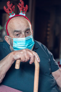 Close-up of man with mask