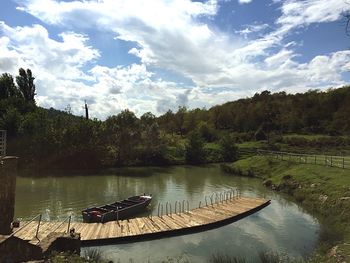 Scenic view of lake against sky