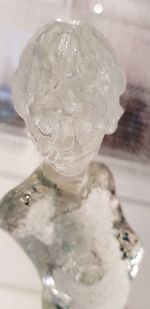 Close-up of ice cream in glass on table