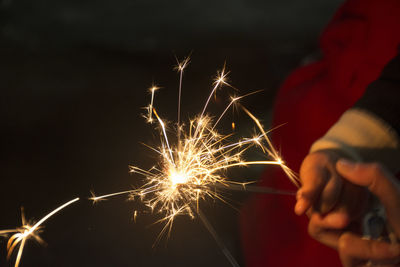 Firework display at night