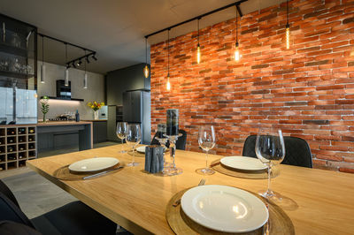 View of dining area in luxury home