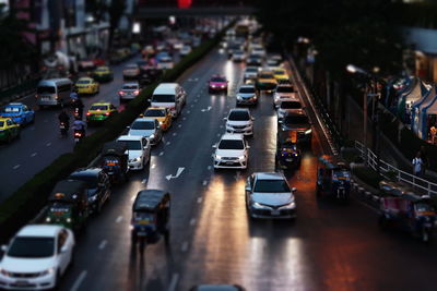 High angle view of traffic on city street