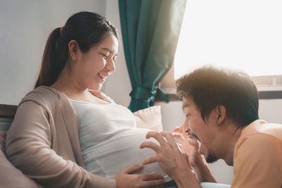 Young couple kissing