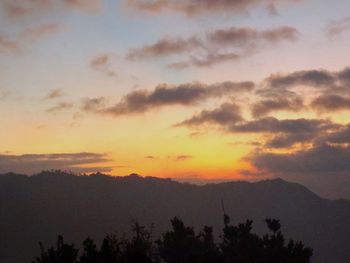 Silhouette of trees against sky at sunset