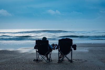 View of two people on beach