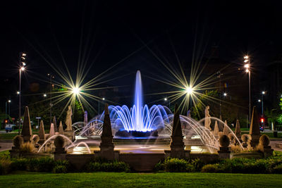 Colorful, stunning fountain of the four seasons at julius caesar square during the night.