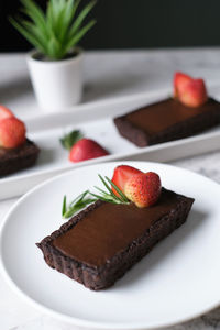 Close-up of cake in plate