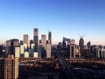 View of cityscape against clear sky