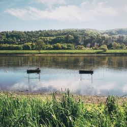 Idyllic view of lake against sky