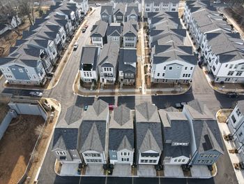 High angle view of buildings in city