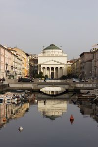 Reflection of buildings in water