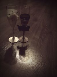 High angle view of beer glass on table