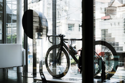 Bicycle on glass window