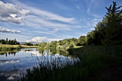 Scenic view of lake against sky