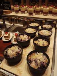 High angle view of food on table