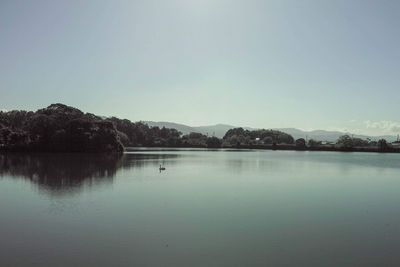 Scenic view of lake against clear sky