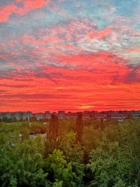 Scenic view of orange sky