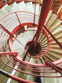 High angle view of spiral staircase