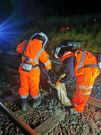 Men working on railroad track