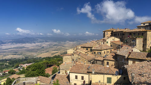 High angle view of townscape against sky