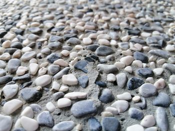 High angle view of stones on beach