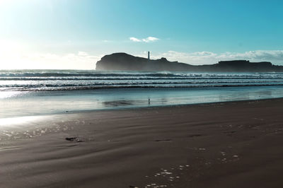 Scenic view of beach against sky