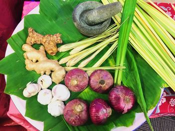 High angle view of vegetables