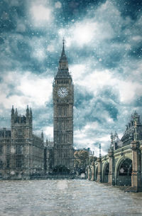 View of big ben in the snow