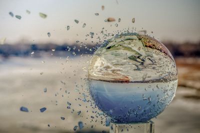 Close-up of water drops on glass