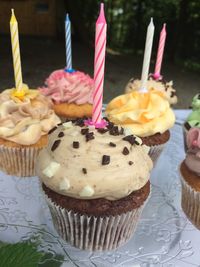 Close-up of cupcakes on table