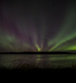 Scenic view of landscape against sky at night