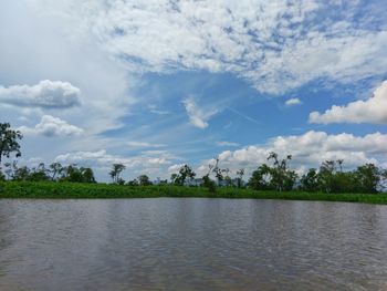 Scenic view of lake against sky